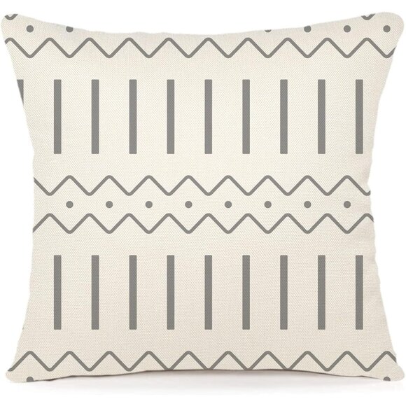 Modern Gray Sofa Pillow Cover Decorative Home Outdoor Linen Fabric Set of 4 - Picture 4 of 8